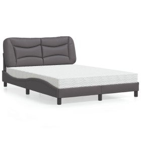 vidaXL Bett mit Matratze Grau 140x200 cm Kunstleder