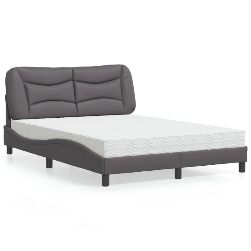 vidaXL Bett mit Matratze Grau 140x200 cm Kunstleder vidaXL Bett mit Matratze Grau 140x200 cm Kunstleder