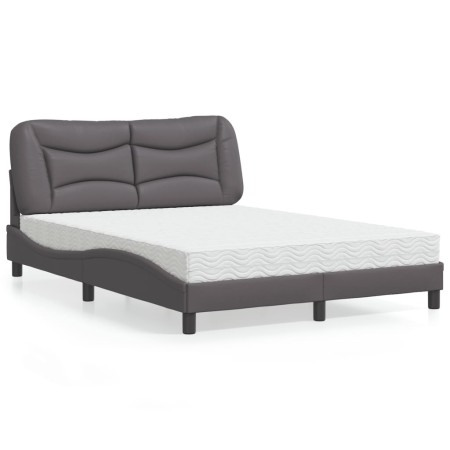 vidaXL Bett mit Matratze Grau 140x200 cm Kunstleder