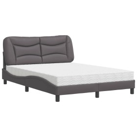 vidaXL Bett mit Matratze Grau 140x200 cm Kunstleder