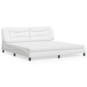 vidaXL Bett mit Matratze Weiß 200x200 cm Kunstleder