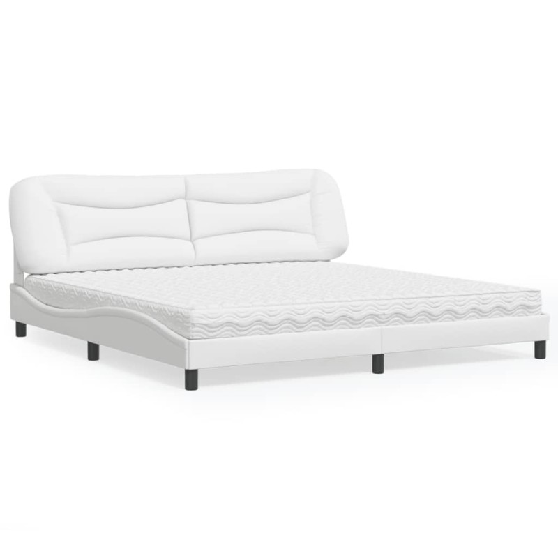 vidaXL Bett mit Matratze Weiß 200x200 cm Kunstleder vidaXL Bett mit Matratze Weiß 200x200 cm Kunstleder