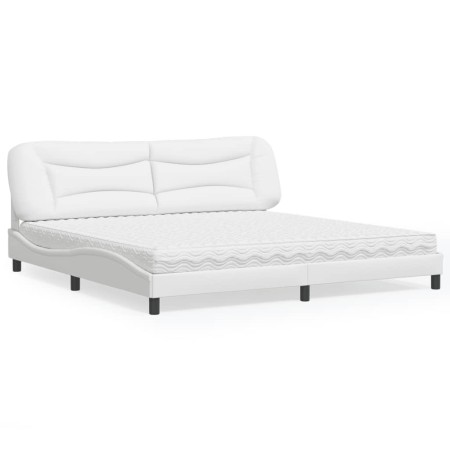 vidaXL Bett mit Matratze Weiß 200x200 cm Kunstleder