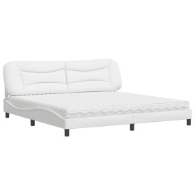 vidaXL Bett mit Matratze Weiß 200x200 cm Kunstleder