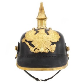 vidaXL Preußische Pickelhaube Antik Replik für LARP Schwarz Stahl 