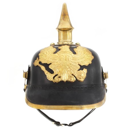 vidaXL Preußische Pickelhaube Antik Replik für LARP Schwarz Stahl 