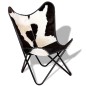 vidaXL Butterfly-Sessel Schwarz und Weiß Echtes Kuhfell vidaXL Butterfly-Sessel Schwarz und Weiß Echtes Kuhfell