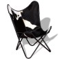 vidaXL Butterfly-Sessel Schwarz und Weiß Echtes Kuhfell vidaXL Butterfly-Sessel Schwarz und Weiß Echtes Kuhfell
