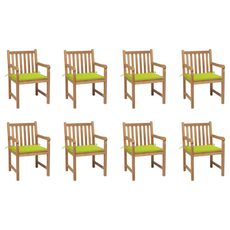 Gartenstühle 8 Stk. mit Hellgrünen Kissen Massivholz Teak Gartenstühle 8 Stk. mit Hellgrünen Kissen Massivholz Teak