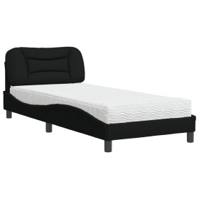 vidaXL Bett mit Matratze Schwarz 80x200 cm Stoff