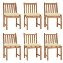 Gartenstühle 6 Stk. mit Kissen Massivholz Teak