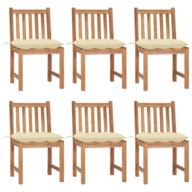 Gartenstühle 6 Stk. mit Kissen Massivholz Teak Gartenstühle 6 Stk. mit Kissen Massivholz Teak