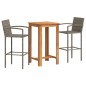 vidaXL 3-tlg. Gartenbar-Set Grau Massivholz Akazie und Poly Rattan vidaXL 3-tlg. Gartenbar-Set Grau Massivholz Akazie und Poly Rattan