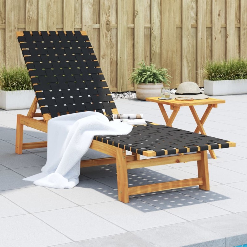 vidaXL Sonnenliege Schwarz Massivholz Akazie und Stoff vidaXL Sonnenliege Schwarz Massivholz Akazie und Stoff