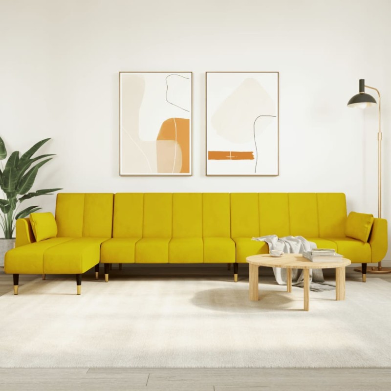 vidaXL Schlafsofa in L-Form Gelb 275x140x70 cm Samt vidaXL Schlafsofa in L-Form Gelb 275x140x70 cm Samt