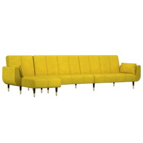 vidaXL Schlafsofa in L-Form Gelb 275x140x70 cm Samt