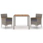 vidaXL 3-tlg. Garten-Essgruppe mit Kissen Grau Poly Rattan vidaXL 3-tlg. Garten-Essgruppe mit Kissen Grau Poly Rattan