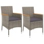 vidaXL 3-tlg. Garten-Essgruppe mit Kissen Grau Poly Rattan vidaXL 3-tlg. Garten-Essgruppe mit Kissen Grau Poly Rattan