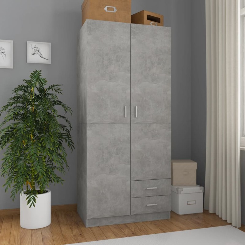 vidaXL Kleiderschrank Betongrau 80x52x180 cm Holzwerkstoff vidaXL Kleiderschrank Betongrau 80x52x180 cm Holzwerkstoff