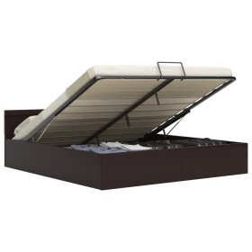 vidaXL Bett mit Bettkasten Hydraulisch LED Grau Kunstleder 180x200 cm 