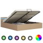 vidaXL Stauraumbett mit LED Cappuccino-Braun Kunstleder 160×200cm vidaXL Stauraumbett mit LED Cappuccino-Braun Kunstleder 160×200cm