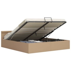 vidaXL Stauraumbett mit LED Cappuccino-Braun Kunstleder 160×200cm 