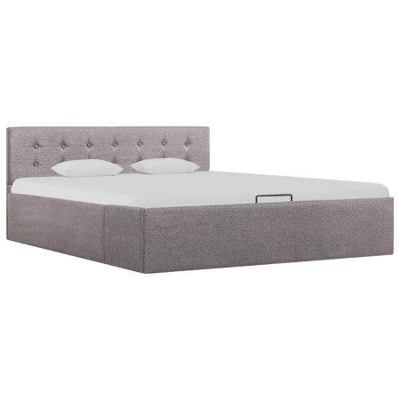 vidaXL Stauraumbett Hydraulisch Taupe Stoff 140×200 cm 