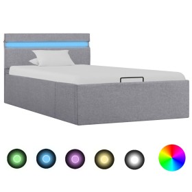 vidaXL Bett mit Bettkasten Hydraulisch LED Hellgrau Stoff 100x200 cm 