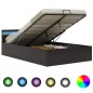 vidaXL Bett mit Bettkasten Hydraulisch LED Grau Kunstleder 140x200 cm vidaXL Bett mit Bettkasten Hydraulisch LED Grau Kunstleder 140x200 cm