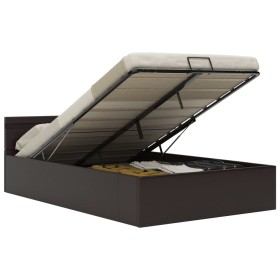 vidaXL Bett mit Bettkasten Hydraulisch LED Grau Kunstleder 140x200 cm 