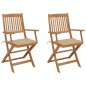 vidaXL Klappbare Gartenstühle 2 Stk. mit Kissen Massivholz Akazie vidaXL Klappbare Gartenstühle 2 Stk. mit Kissen Massivholz Akazie