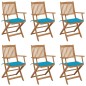 vidaXL Klappbare Gartenstühle 6 Stk. mit Kissen Massivholz Akazie vidaXL Klappbare Gartenstühle 6 Stk. mit Kissen Massivholz Akazie