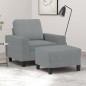 vidaXL Sessel mit Hocker Hellgrau 60 cm Stoff vidaXL Sessel mit Hocker Hellgrau 60 cm Stoff