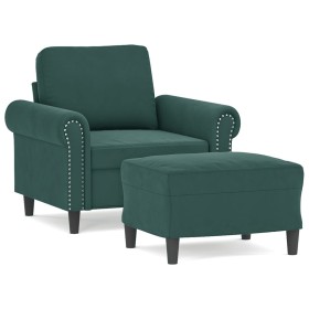 vidaXL Sessel mit Hocker Dunkelgrün 60 cm Samt