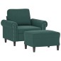 vidaXL Sessel mit Hocker Dunkelgrün 60 cm Samt vidaXL Sessel mit Hocker Dunkelgrün 60 cm Samt