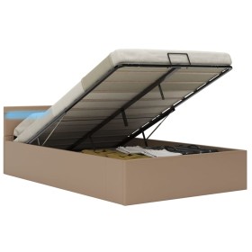 vidaXL Stauraumbett mit LED Cappuccino-Braun Kunstleder 120×200cm 