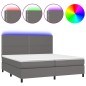 vidaXL Boxspringbett mit Matratze & LED Grau 200x200 cm Kunstleder vidaXL Boxspringbett mit Matratze & LED Grau 200x200 cm Kunstleder