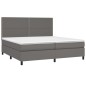 vidaXL Boxspringbett mit Matratze & LED Grau 200x200 cm Kunstleder vidaXL Boxspringbett mit Matratze & LED Grau 200x200 cm Kunstleder