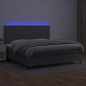 vidaXL Boxspringbett mit Matratze & LED Grau 200x200 cm Kunstleder vidaXL Boxspringbett mit Matratze & LED Grau 200x200 cm Kunstleder