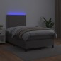 vidaXL Boxspringbett mit Matratze & LED Grau 120x200 cm Kunstleder vidaXL Boxspringbett mit Matratze & LED Grau 120x200 cm Kunstleder
