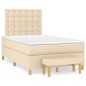 vidaXL Boxspringbett mit Matratze Creme 120x200 cm Stoff vidaXL Boxspringbett mit Matratze Creme 120x200 cm Stoff