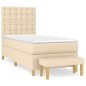 vidaXL Boxspringbett mit Matratze Creme 100x200 cm Stoff vidaXL Boxspringbett mit Matratze Creme 100x200 cm Stoff