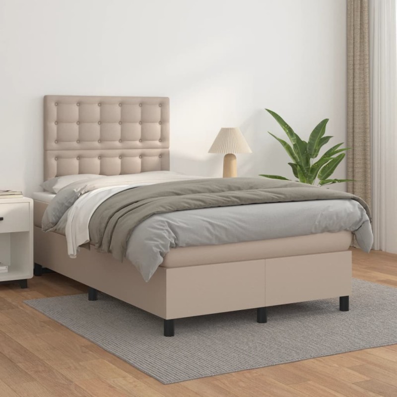 vidaXL Boxspringbett Matratze Cappuccino-Braun 120x200cm Kunstleder vidaXL Boxspringbett Matratze Cappuccino-Braun 120x200cm Kunstleder