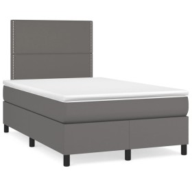 vidaXL Boxspringbett mit Matratze Grau 120x200 cm Kunstleder