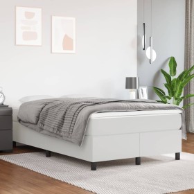 vidaXL Boxspringbett mit Matratze Weiß 120x200 cm Kunstleder