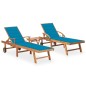 vidaXL Sonnenliegen 2 Stk. mit Tisch und Auflagen Massivholz Teak vidaXL Sonnenliegen 2 Stk. mit Tisch und Auflagen Massivholz Teak