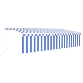 vidaXL Markise Manuell Einziehbar mit Rollo & LED 6x3 m Blau & Weiß