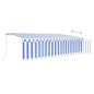 vidaXL Markise Manuell Einziehbar mit Rollo & LED 6x3 m Blau & Weiß vidaXL Markise Manuell Einziehbar mit Rollo & LED 6x3 m Blau & Weiß