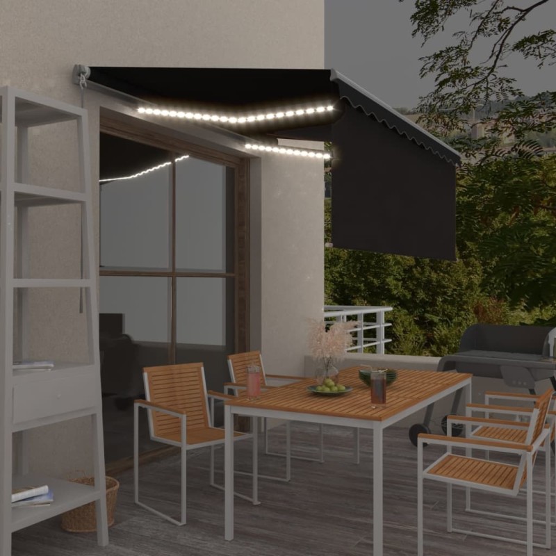 vidaXL Markise Manuell Einziehbar mit Rollo & LED 3,5x2,5 m Anthrazit vidaXL Markise Manuell Einziehbar mit Rollo & LED 3,5x2,5 m Anthrazit