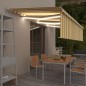 vidaXL Markise Manuell Einziehbar mit Rollo & LED 6x3 m Gelb & Weiß vidaXL Markise Manuell Einziehbar mit Rollo & LED 6x3 m Gelb & Weiß